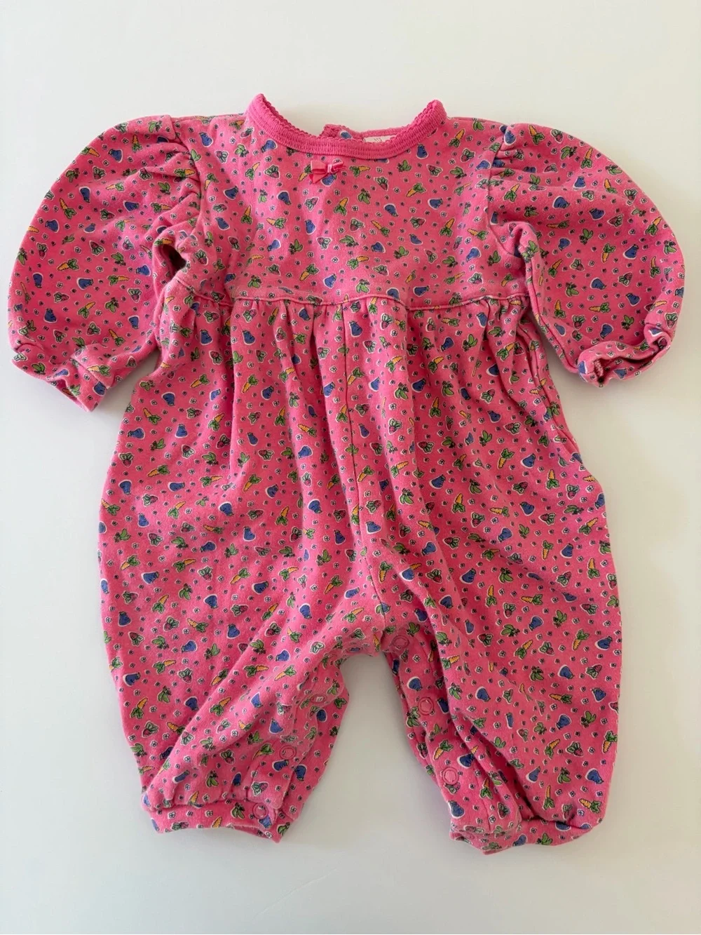 Vintage Carters Pink Garden Print Romper Baby Girl 9 Months 100% Cotton